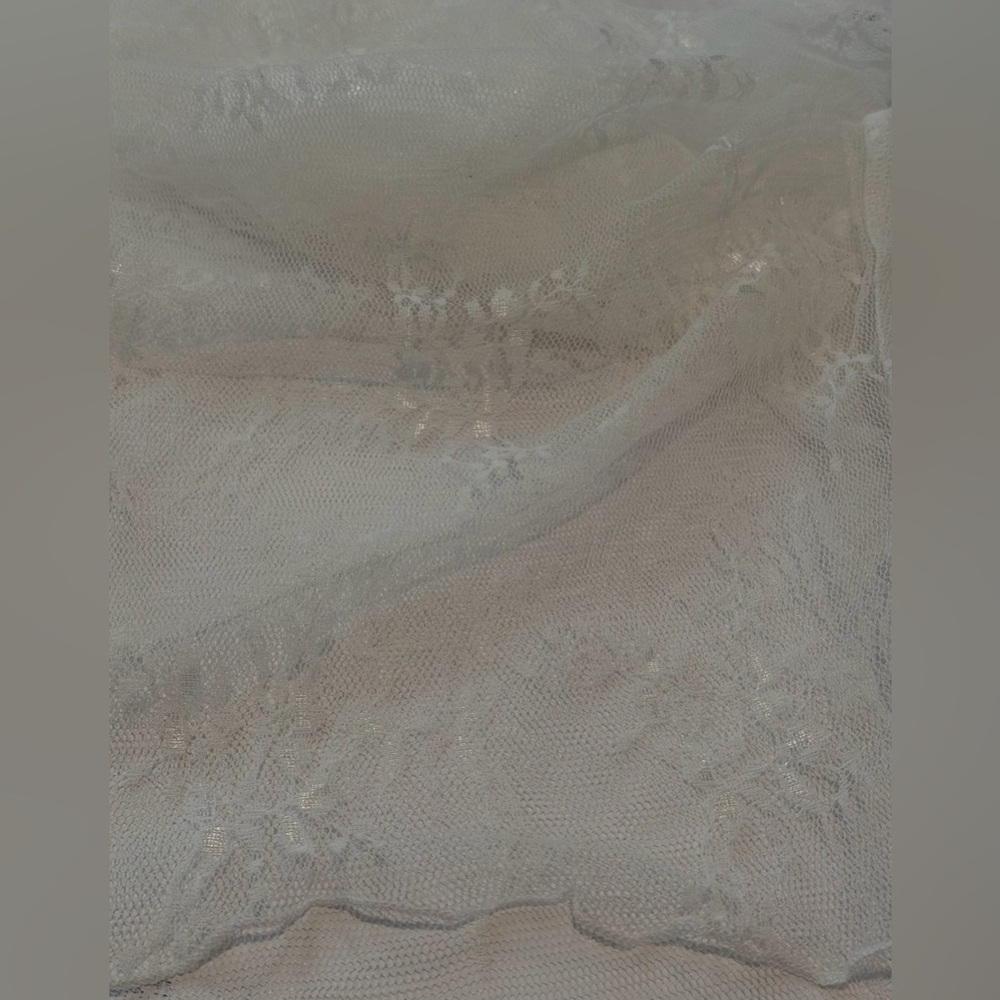White Mesh Lace Transparent Long Sleeve Top Medium - Picture 13 of 13